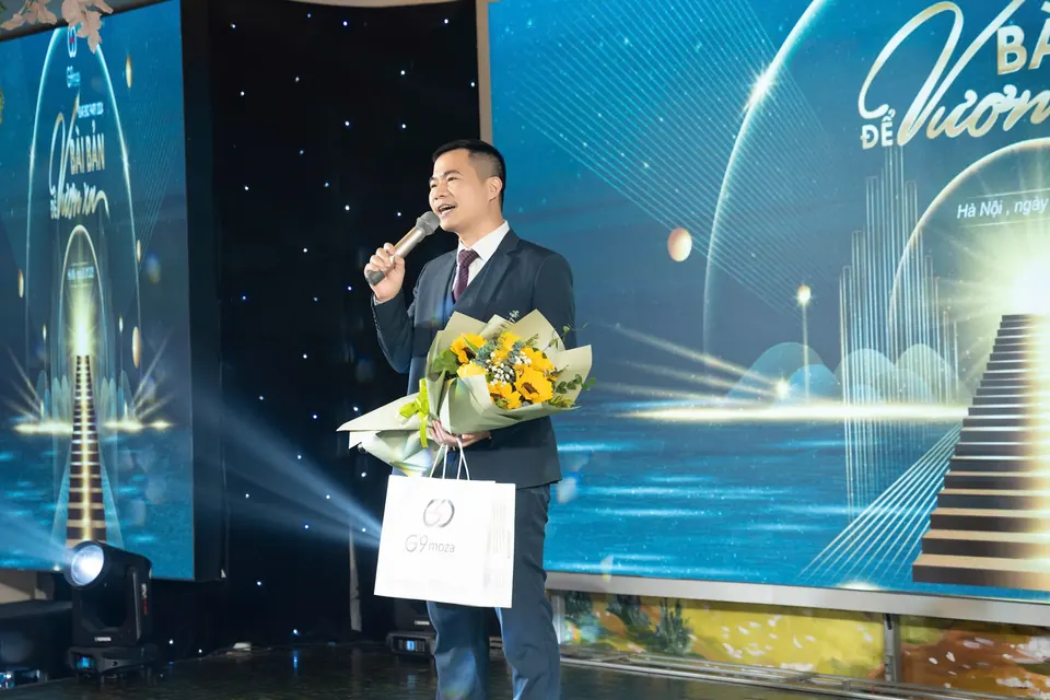 Chuyên gia Mai Trọng Nguyên phát biểu trong buổi vinh danh cuối năm của Công ty G9 Moza